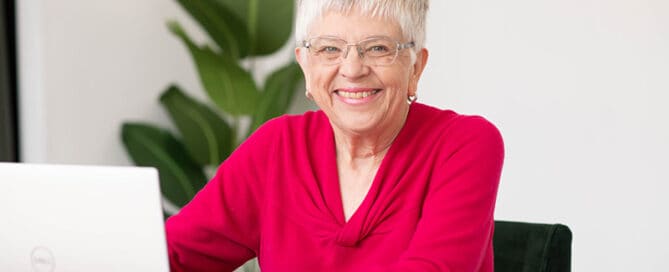 Joyce Feustel at Computer